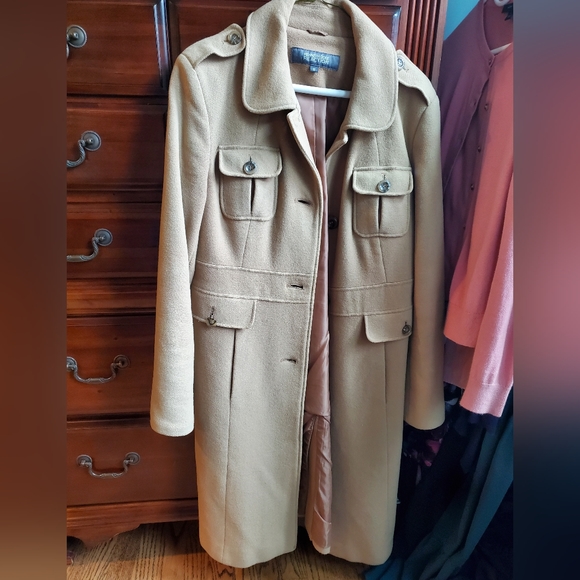 Vintage Women's Wool Kenneth Cole Reaction Coat Size 12, Tan Beige Brown - Picture 2 of 9